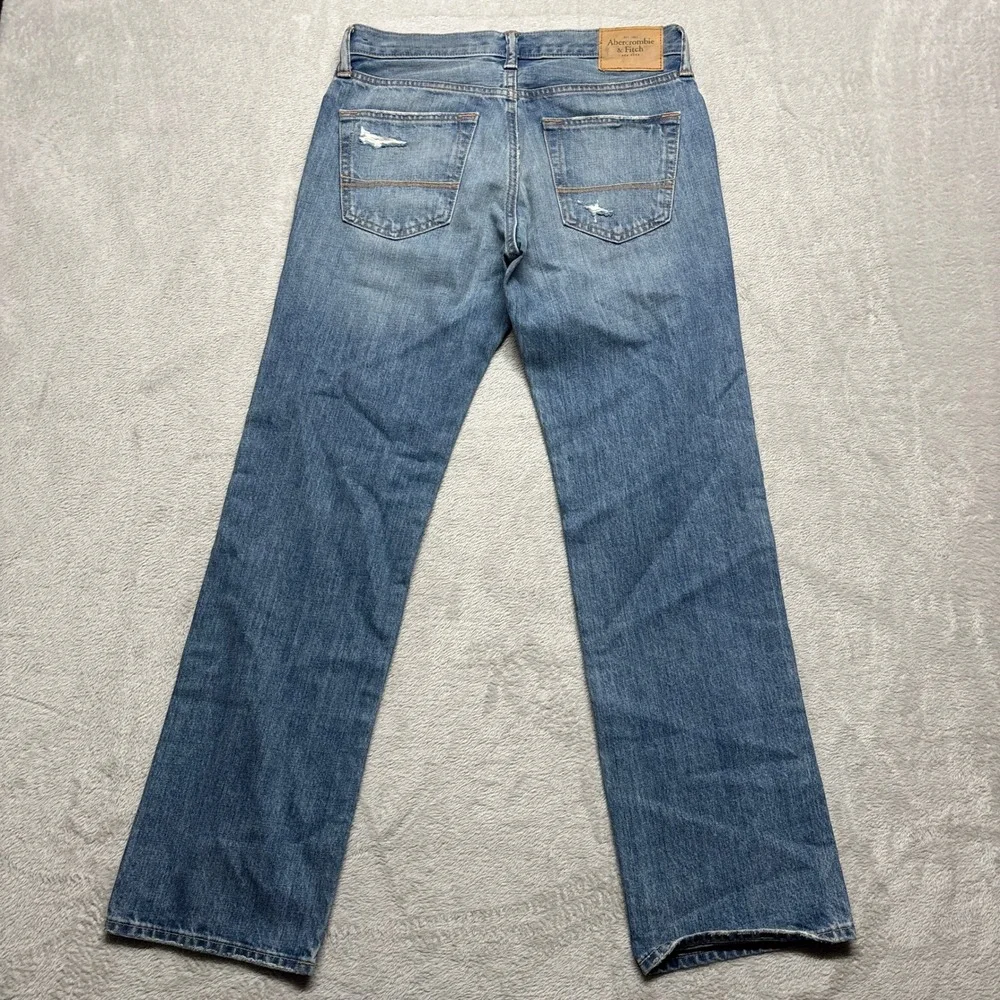 Y2K Abercrombie & Fitch Mens Distressed Straight Leg Jeans 30x30 Button Fly